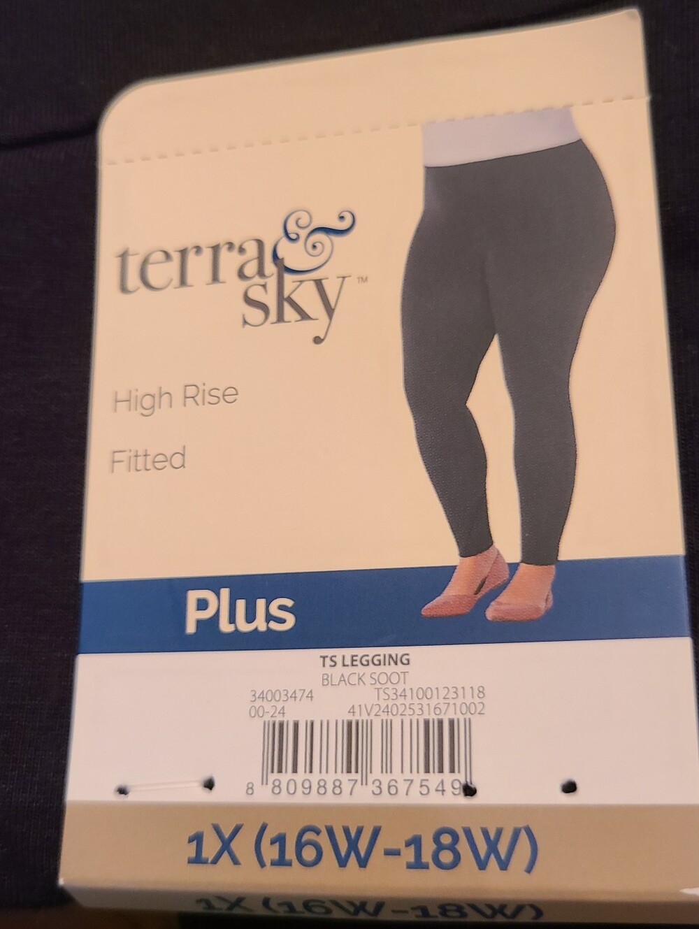 Terra & Sky Black Plus High-Rise Fitted Leggings